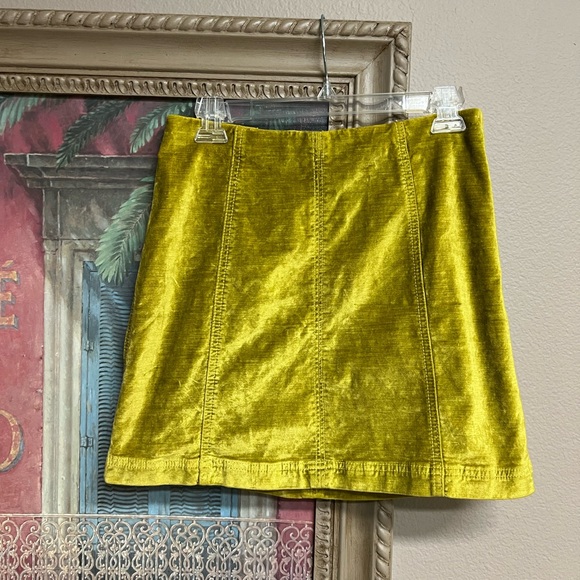Free People Dresses & Skirts - From Free People…a Femme Chartreuse Velvet Miniskirt